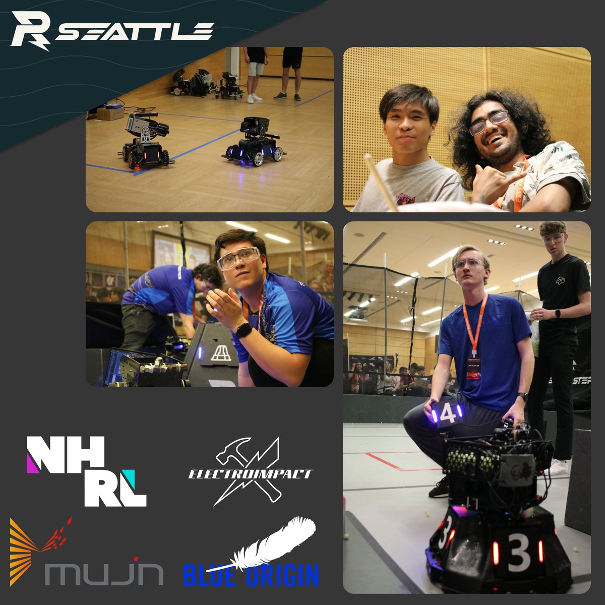 Great first day of competition! Amazing to see everyone's robots, and the international RM community come together. Looking forward to starting the double elimination bracket! Stop by <a href="/HUBatUW/">Husky Union Building</a> or rmna.live #RMNASEA #RoboMaster #RoboMaster2023 #robotics #STEM