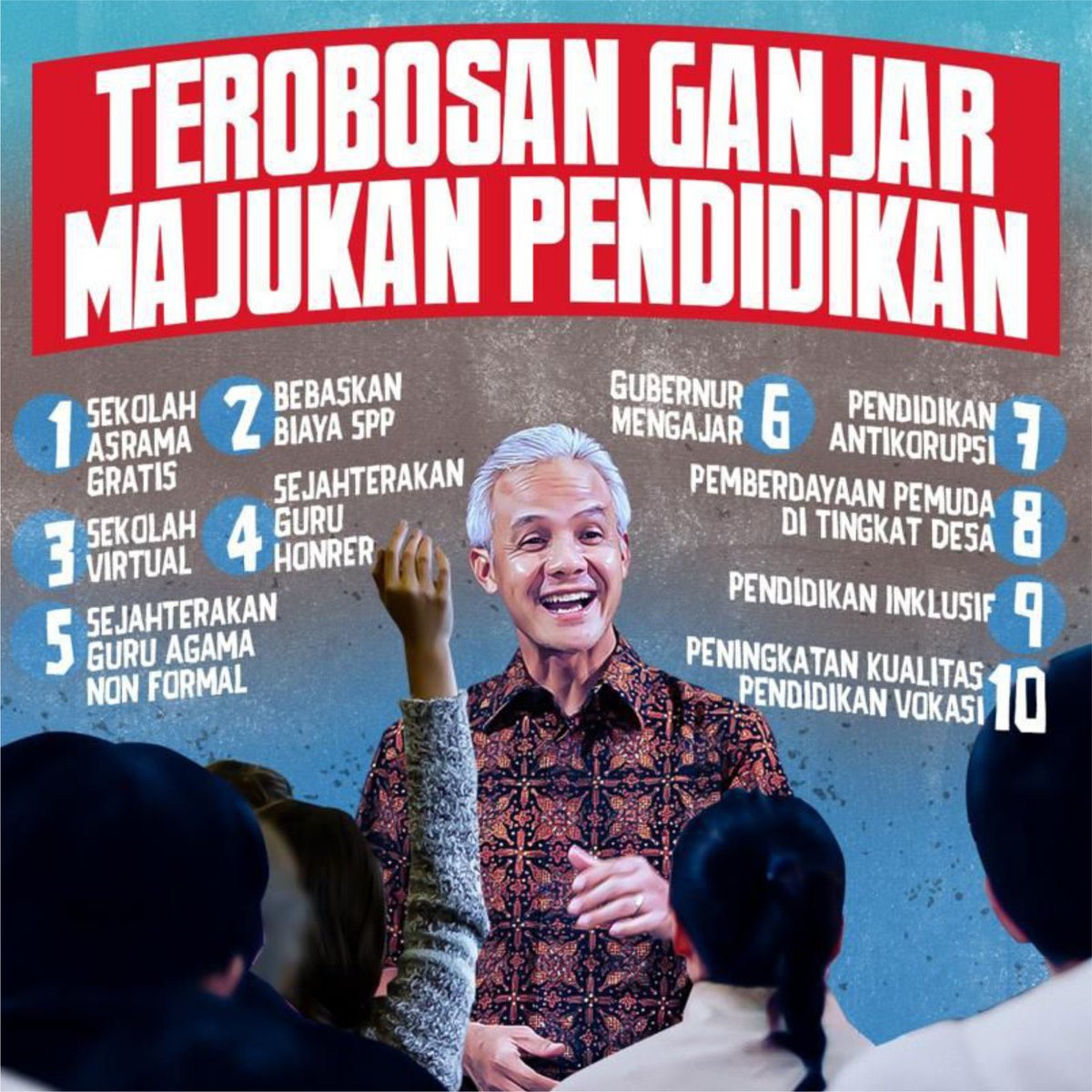 Dalam mengentaskan kemiskinan, Gubernur Jawa Tengah <a href="/ganjarpranowo/">Ganjar Pranowo</a> membuat kebijakan terobosan di sektor pendidikan.

Ganjar membangun SMK Negeri Jateng, sekolah asrama gratis yang khusus diperuntukkan bagi siswa miskin. Model sekolah ini rupanya hanya ada satu di Indonesia.