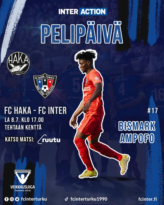 alfurbol's tweet photo. ⚽️Hoy en #Valkeakoski partido de la liga finlandesa🇫🇮#Veikkausliiga #HakaINT
⚪️⚫️#FCHaka
Vs
🔵⚫️#FCInterTurku
💪Suerte al @FCInterTurku en su partido, con el español @RamiroMC_ 🇪🇸de entrenador asistente, al jugador @arcierorodrigo 🇦🇷 y a todo el equipo
💪¡Vamos Campeones!🔵⚫️ https://t.co/HDzzUHjN2n