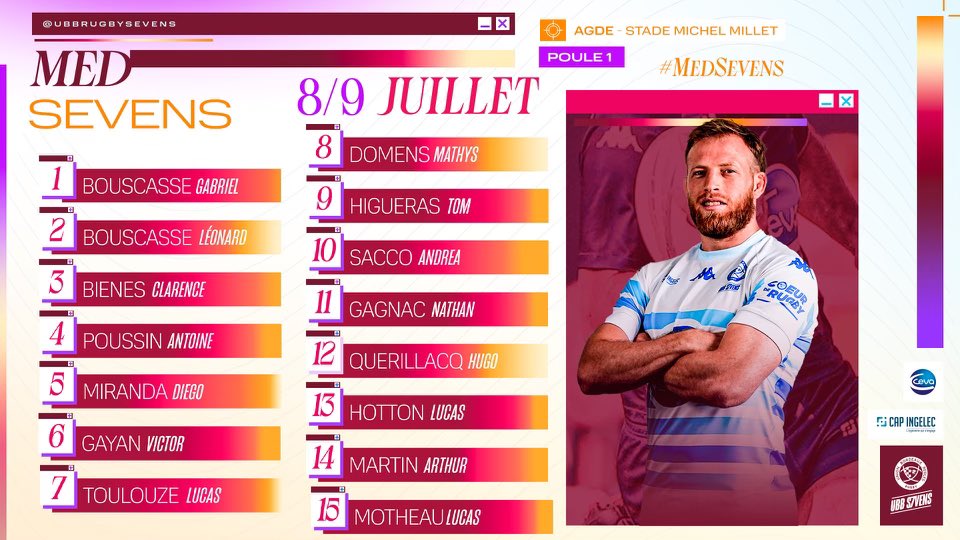 𝙈𝙚𝙙 𝙎𝙚𝙫𝙚𝙣𝙨 🦩

J-1️⃣ = jour de phase de poule !

#iloveubb #UBBSevens