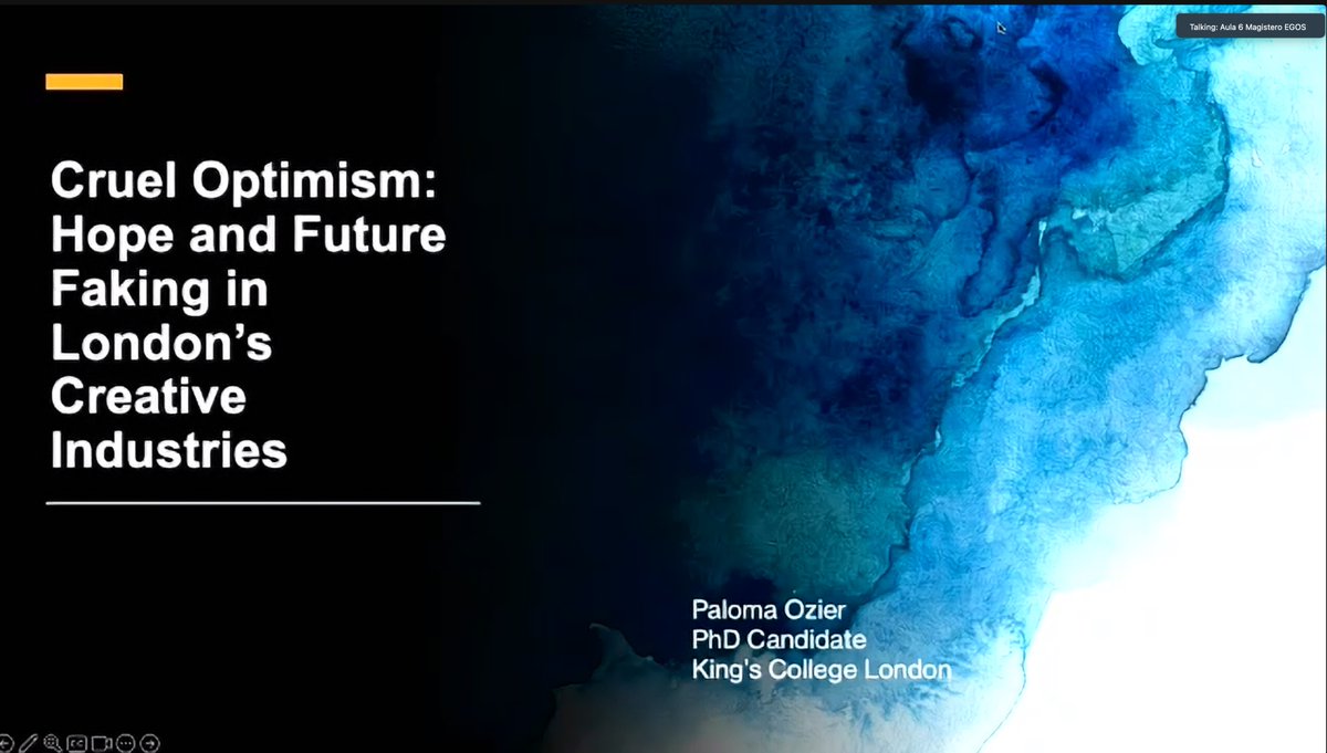 #Career #optimism can be cruel. Paloma Ozier speaks about #hope and #FutureFaking in London's #creative industries defined by low pay and #precarity and "security in work is something perennially in the future" #EGOS2023
