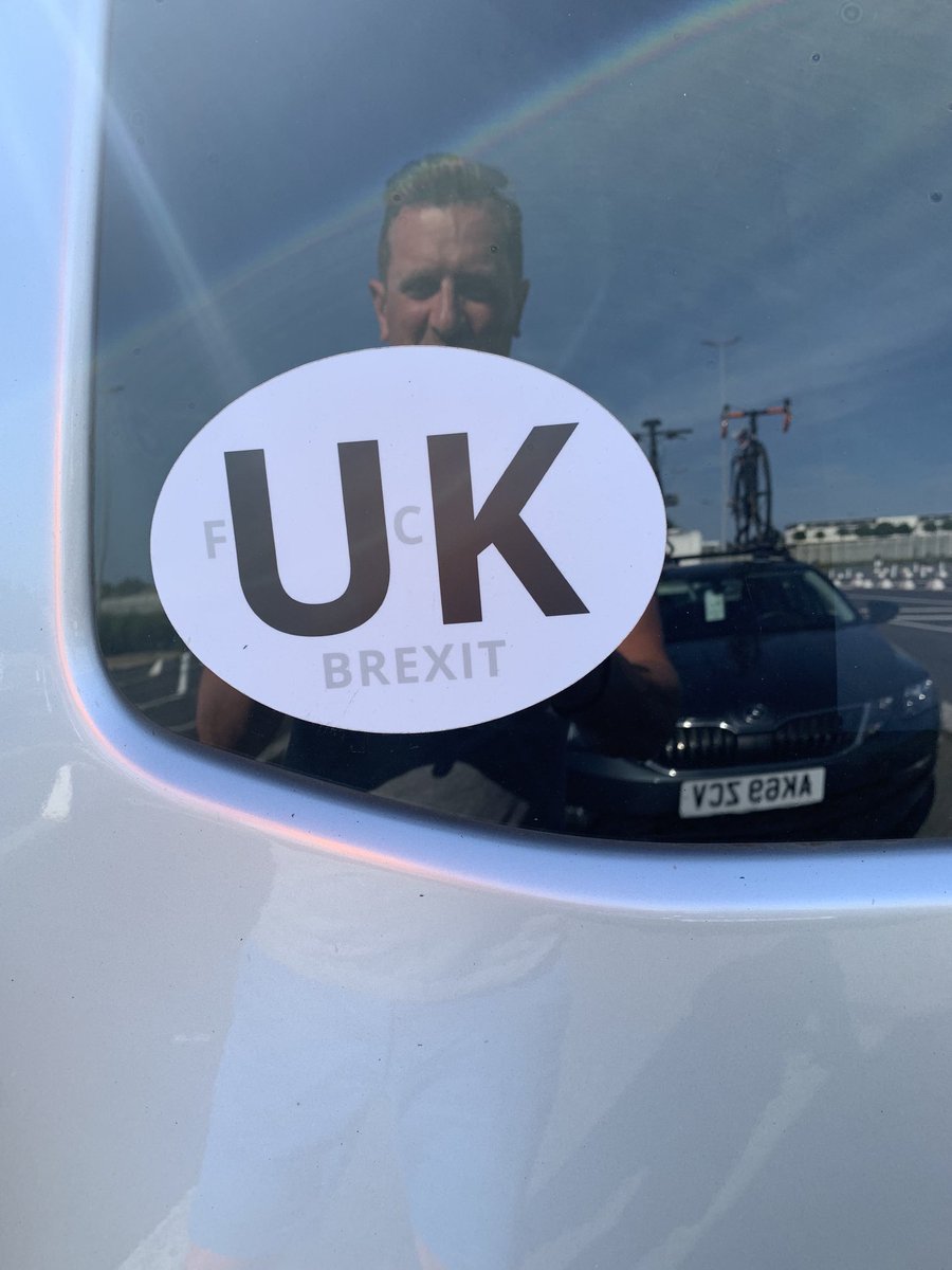 Quite magnificent UK sticker on the van in front of us at Calais.  Wise words indeed