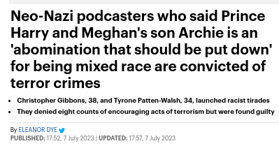 nomoremonarchs's tweet photo. Compare &amp; contrast 
(L) #Harry's wife #Meghan &amp; son #Archie face criminal racism; his father, 'king' Charles Windsor, says nothing. 
(R) Martha's fiance faces racism; her father Harald of Norway publicly condemns "racist attitudes". 
#windsorsilence #RacistRoyalFamily #NotMyKing https://t.co/eE1A1Xz6W7