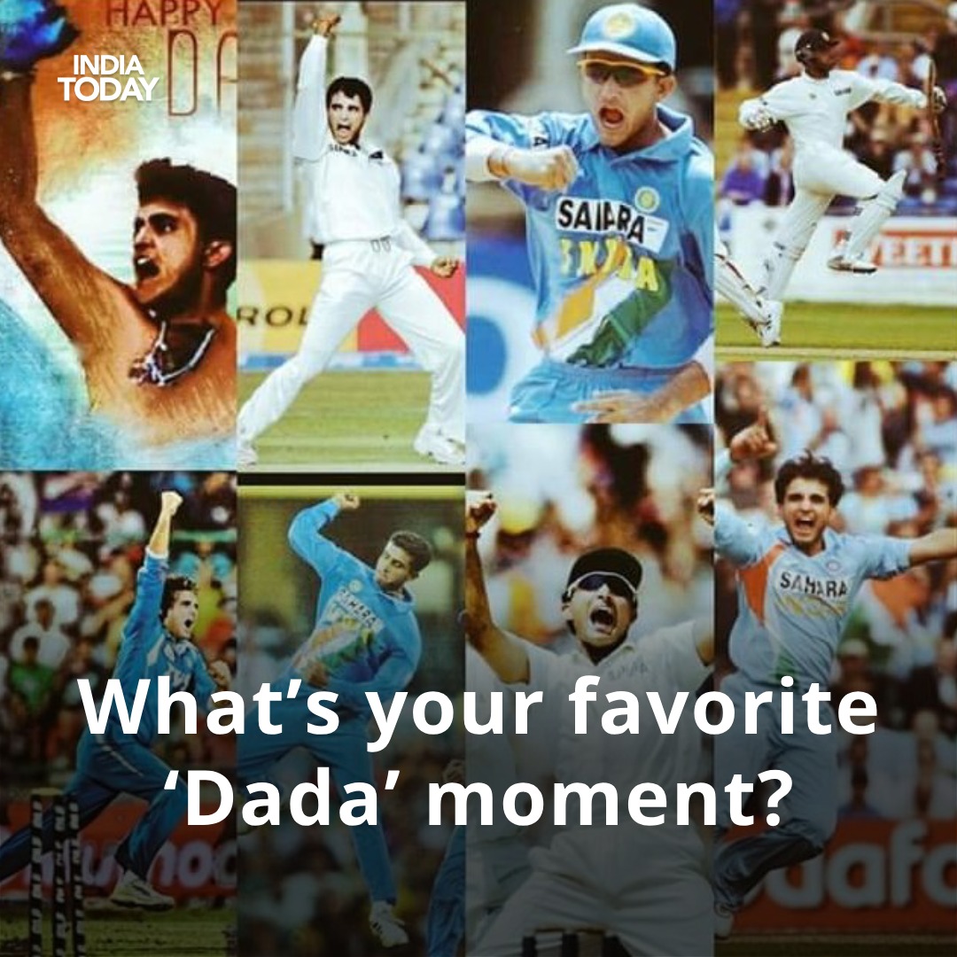 IndiaToday's tweet photo. Former #India captain #SouravGanguly, who is credited for putting fire in the belly of Indian cricketers with his no-holds-barred approach, celebrates his 51st #birthday today. 
What has been your favourite ‘Dada’ moment? Do let us know in the comment section 
(@SGanguly99) 
#YourSpace #Cricket #Dada #Maharaj #Sport