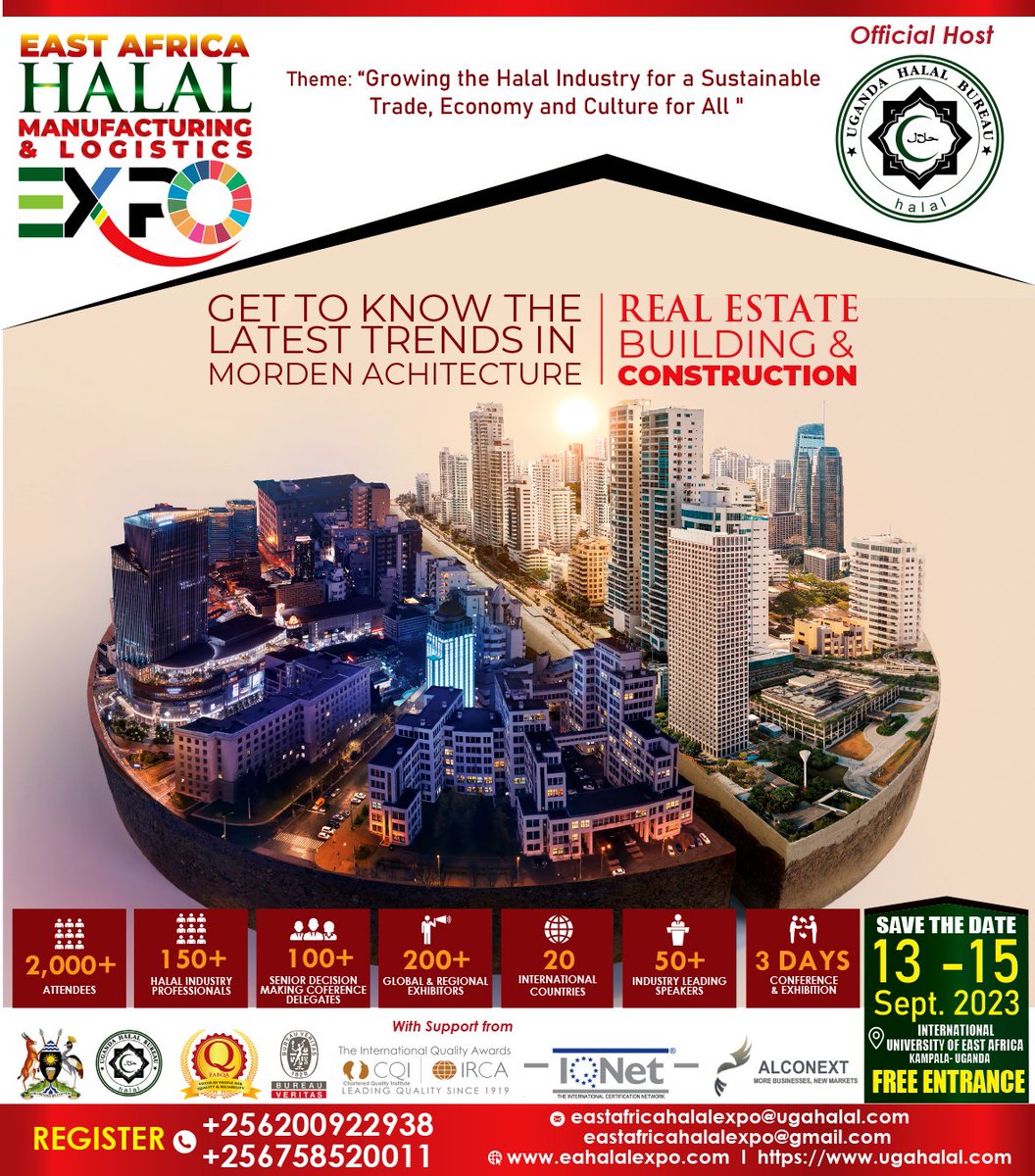 You invited to attend the East Africa Halal Manufacturing &amp; Logistics Expo <a href="/knightfrank/">Knight Frank</a> @Trobank_UG  <a href="/sheratonhotels/">Sheraton</a> <a href="/AKyambadde/">Amelia Kyambadde</a> <a href="/KEBS_ke/">KEBS KENYA</a> <a href="/newsUMA/">UgandaManufacturersAssn®</a> <a href="/TheHalalBureau/">Uganda Halal Bureau</a> <a href="/SalaamTVAfrica/">Salaam TV Africa</a> <a href="/CairoBank/">Cairo Bank Uganda</a> <a href="/StartvUganda/">UBC STAR TV UGANDA</a> <a href="/UNBSug/">UNBS</a> <a href="/RDBrwanda/">Rwanda Development Board</a> <a href="/meaca_ug/">#Ministry of EAC Affairs</a> <a href="/veriifyhalal/">VERIIFYHalal™️</a>