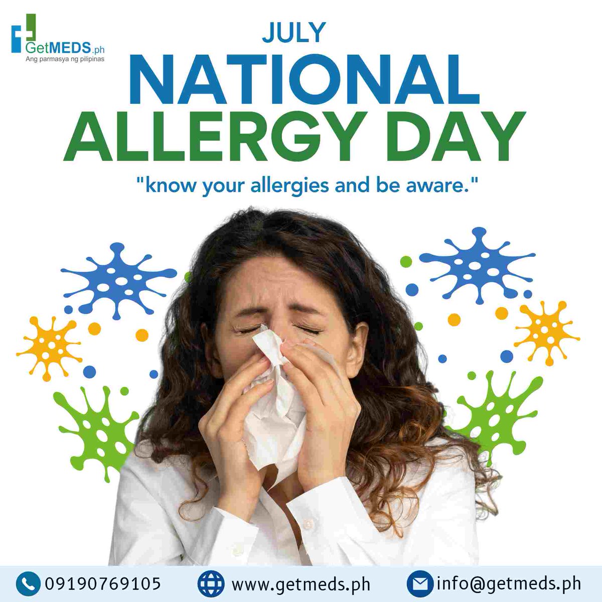 𝐉𝐮𝐥𝐲 𝟖 𝐢𝐬 𝗡𝗮𝘁𝗶𝗼𝗻𝗮𝗹 𝗔𝗹𝗹𝗲𝗿𝗴𝘆 𝗗𝗮𝘆!
Know your allergies and be aware.

#NationalAllergyDay #SupportAndUnderstanding #AllergyAwareness #SupportAllergySufferers #getmeds