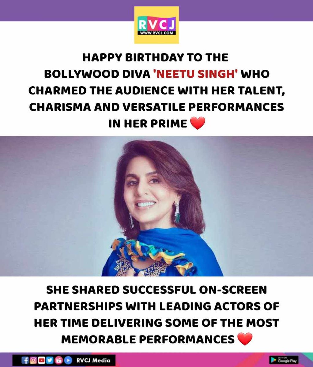 rvcjmovies's tweet image. Happy Birthday Neetu Singh!

#neetusingh #rvcjinsta #rvcjmovies