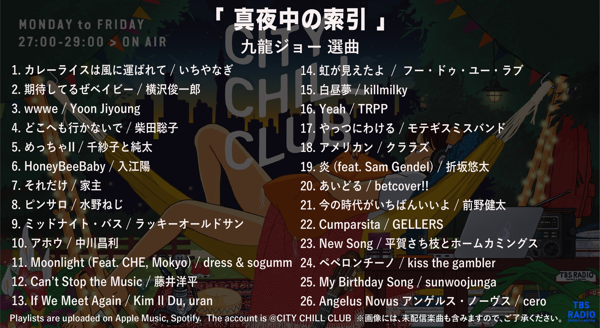 City Chill Club On Twitter プレイリスト公開 Ccc 7月7日 金 O A 九龍ジョー 選曲 City Chill Club On Twitter プレイリスト公開 Ccc 7月7日 金 O A 九龍ジョー 選曲
