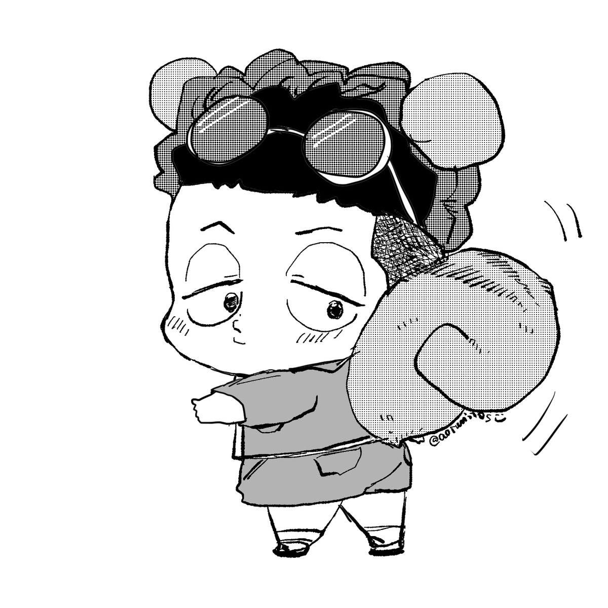 三サンとおでかけするのでしっぽチェックにも余念がない🐿️リョ 