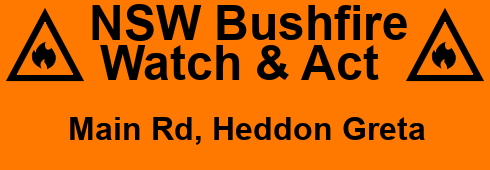 NSW Bushfire Watch &amp; Act for Main Rd, Heddon Greta. #bushfire #fire #ausfires #ewnalerts #wildfire #NSW #nswfires bit.ly/3NL66Co