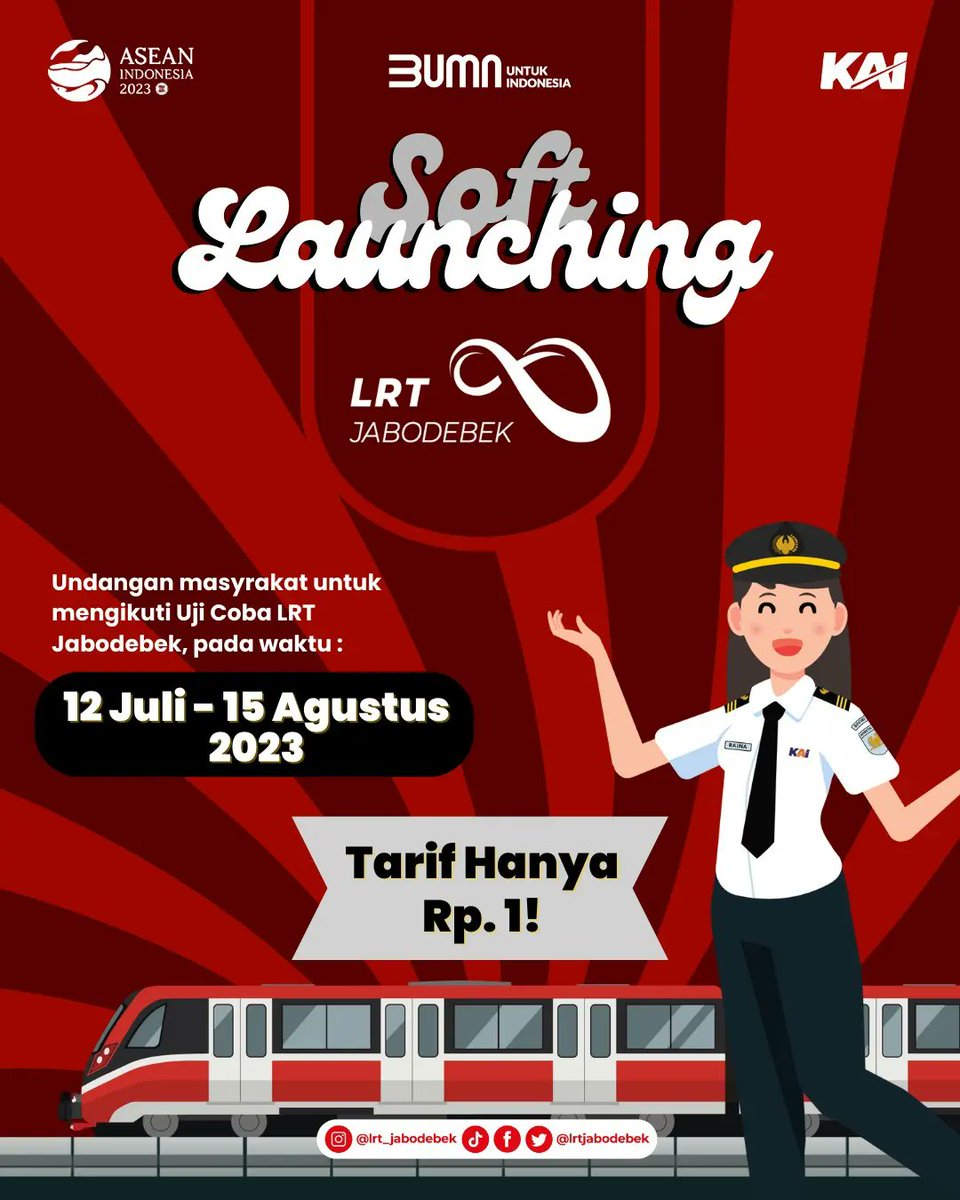 lrtjabodebek's tweet photo. Hi teman Raina! 

Siapa nih yang sudah ga sabar mau coba LRT Jabodebek? Jangan lupa daftar pada tanggal 10 Juli 2023 yaa, pantengin terus sosial media kita untuk mendapatkan linknya. 

Yuk simak postingannya! 

#LRTJabodebek
#SmartTravelLiveBetter
#LRTJabodebekSoftLaunching https://t.co/PopRiYB29R
