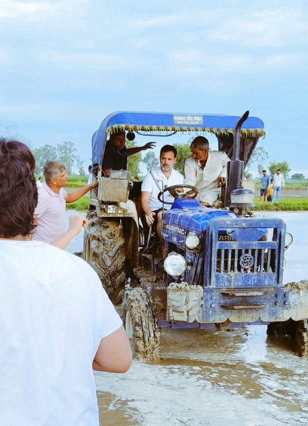 DeependerSHooda's tweet photo. आज सोनीपत के गाँव मदीना में खेत में धान की रोपाई कर रहे किसानों के बीच पहुंचें @RahulGandhi जी।

राहुल जी दो घंटे खेत में किसान-मज़दूरों के साथ रहे - यहाँ उन्होंने ट्रैक्टर भी चलाया, धान की पयोध भी लगाई, किसानों के साथ ख़ाना भी खाया.. https://t.co/32BaesrXOa