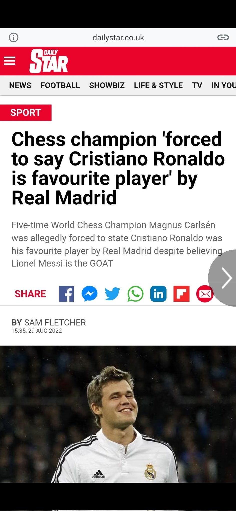 Cristiano Ronaldo wasn't chess GOAT Magnus Carlsen's favourite