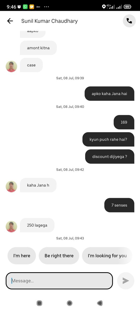 hbkalekhya's tweet photo. @Uber_India @Uber_Support I booked a cab WB04H0680. The cab driver started asked questioning where to go what is the amount showing he told he needs 250 instead of 169. Also asked for "case" so urge @KolkataPolice also to get his wish fulfilled. Below are screenshots https://t.co/OSK7qLIQSM