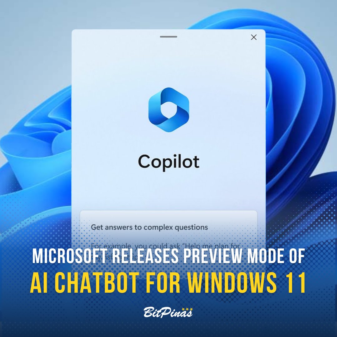 bitpinas's tweet image. 👀 Soon, you can just ASK your laptop to DO the TASK for you. bit.ly/copilot-ai

💻 Learn from our article above how Windows CoPilot can be utilized to automate the regular tasks you do with your computer.

#AI #ArtificialAI #ChatGPT #Bing #Windows #Copilot