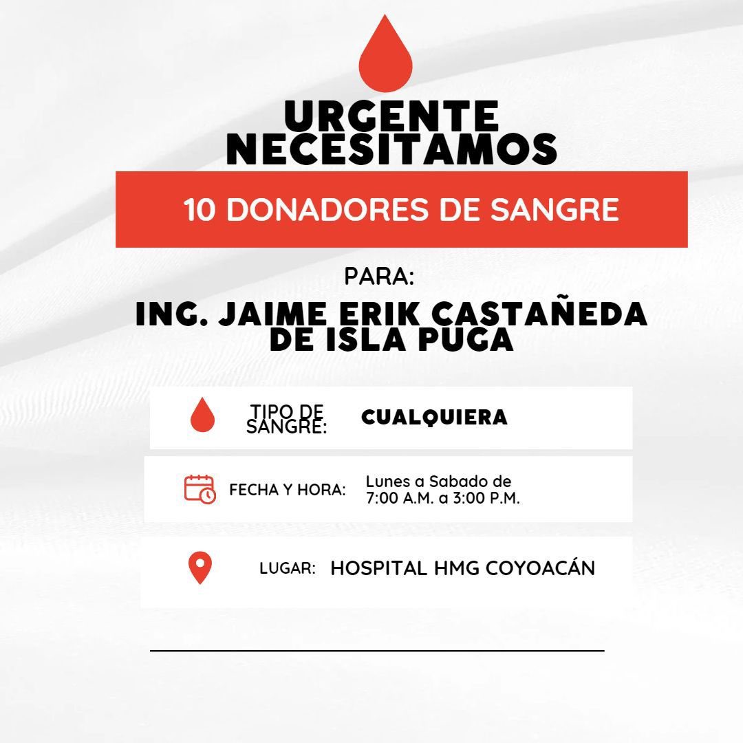 sefiorgmx's tweet photo. Solicitamos de su solidaridad y apoyo. #DonadoresSangre 
#ComunidadFI https://t.co/uLQ4ShITsR