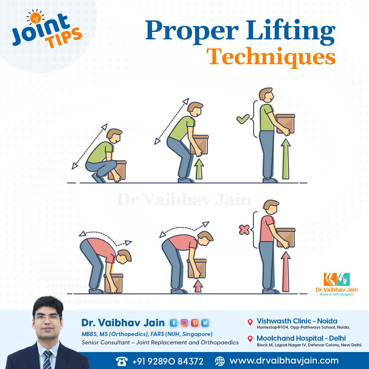 drvaibhavjain's tweet photo. Do you know these Tips?
The secrets to proper lifting techniques for healthy joints!
Prevent injuries and maximize your gains with these expert tips!
#FitnessTips #JointHealth #ProperLifting #InjuryPrevention #FitnessMotivation #DrVaibhavJain #Noida #Delhi #Orthopedic https://t.co/BQKO2OK3eC