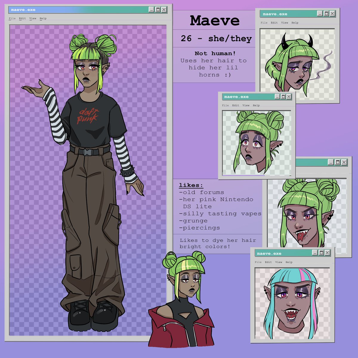 CelestialStari's tweet photo. Haha goofy new little OC! Maeve is a grunge lesbian who likes to troll people on internet forums. https://t.co/2rzL9AJcRo