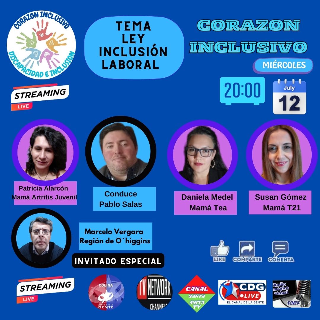 SusanGPardo's tweet photo. Corazón Inclusivo es el Live de la discapacidad en 🇨🇱
#inclusiòn #discapacidad #corazoninclusivopdg2023
#ley20015 
#pdglive #radiomagicayvirtual https://t.co/1s9bYggRCG