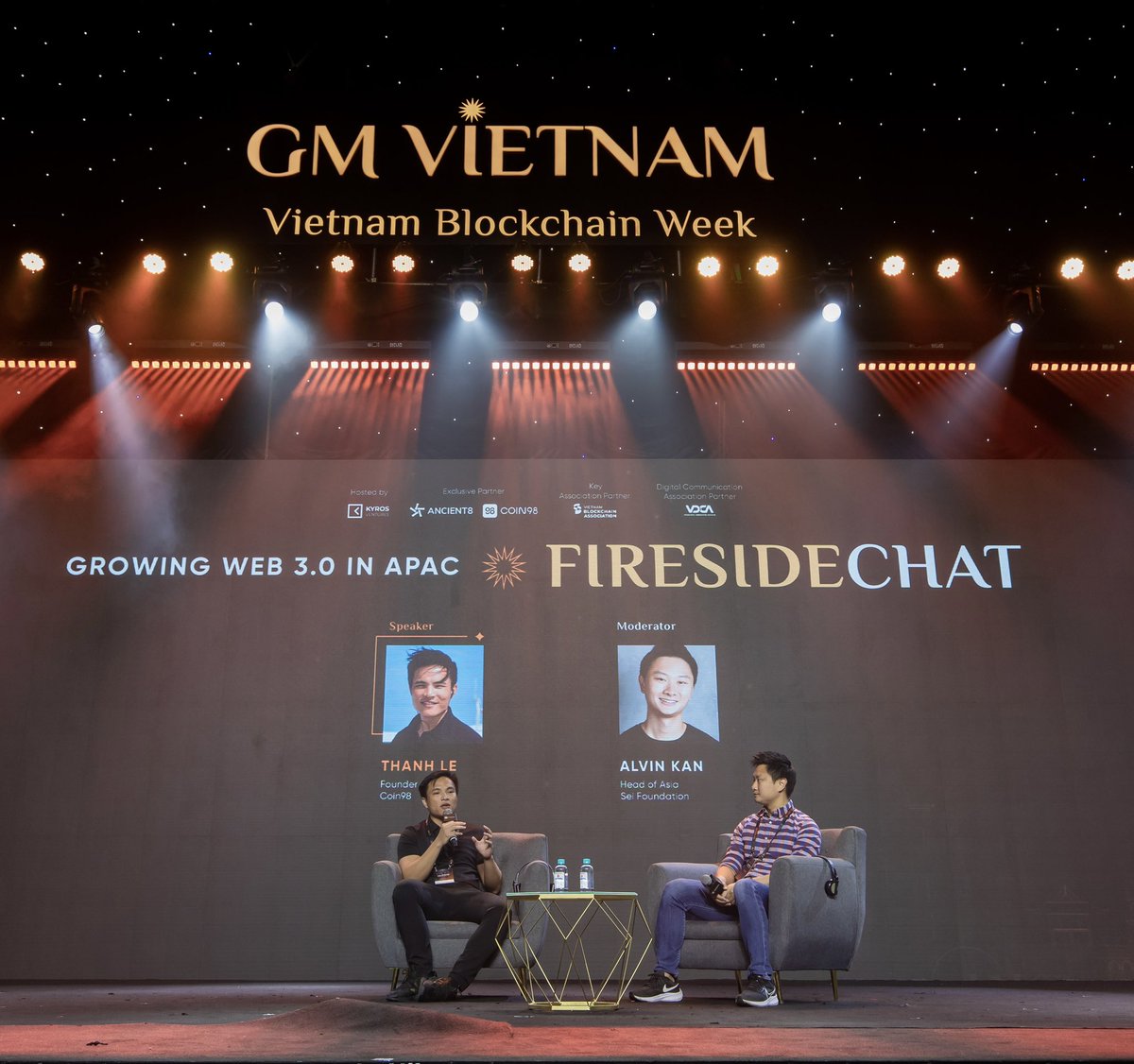 Great to have shared the stage with <a href="/imlethanh98/">Thanh Le</a>, founder of coin98, to talk more about web3 growth in APAC #GMVietnam <a href="/SeiNetwork/">Sei</a> <a href="/coin98_wallet/">Coin98 Super Wallet</a>