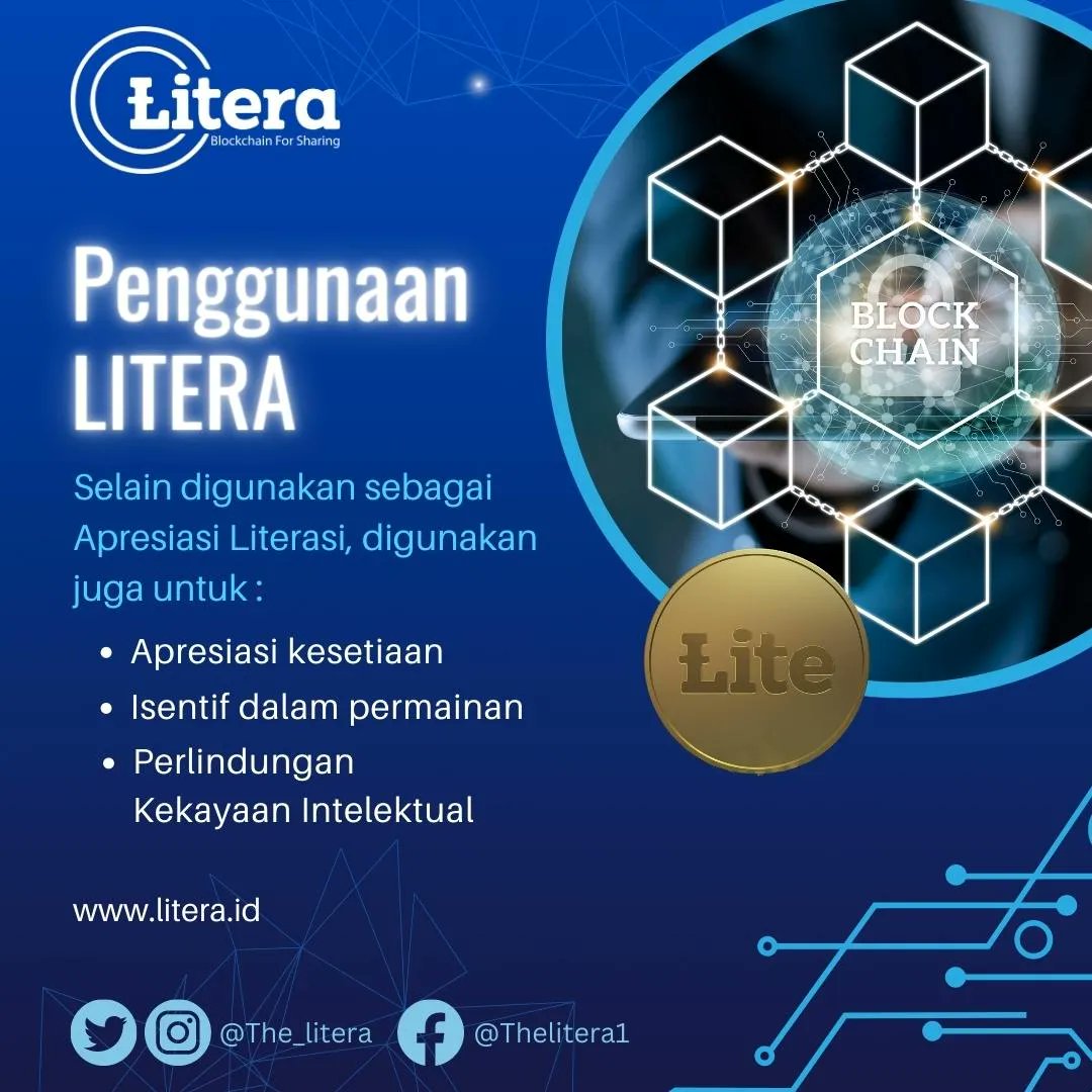 the_litera's tweet photo. Selain digunakan sebagai Apresiasi Literasi, digunakan juga untuk :
Apresiasi Kesetiaan Pelanggan: Memberikan insentif bagi pelanggan setia terhadap sebuah produk/layanan atau korporasi
#Litera #Blockchain #Indonesia #forsharing #nft #tokencrypto #tokenkriptoindonesia https://t.co/j8Qtwujx2r