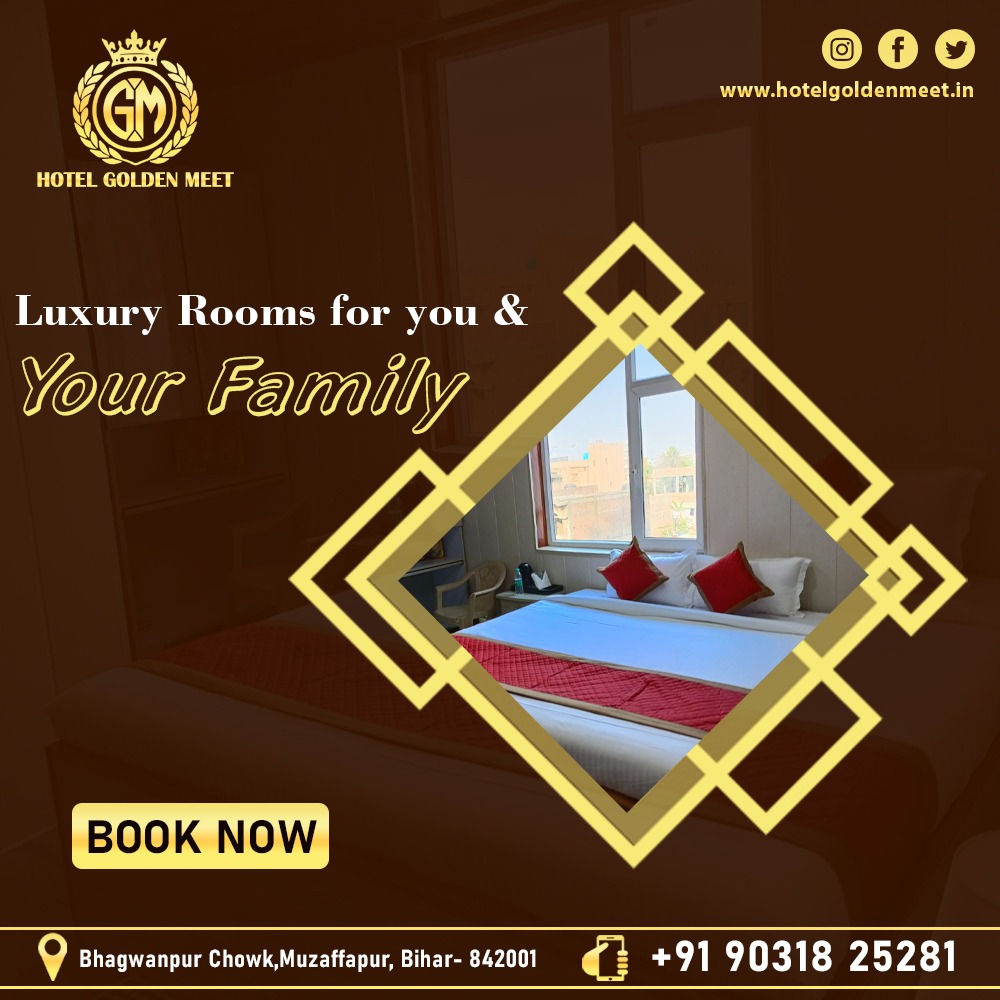 𝐁𝐨𝐨𝐤 𝐲𝐨𝐮𝐫 𝐬𝐭𝐚𝐲 𝐰𝐢𝐭𝐡 𝐮𝐬, 𝐚𝐧𝐝 𝐲𝐨𝐮’𝐥𝐥 𝐛𝐞 𝐡𝐚𝐩𝐩𝐲 𝐭𝐨 𝐜𝐨𝐦𝐞 𝐛𝐚𝐜𝐤
Call Us For Booking:- +91 9031825281
Visit Us:- hotelgoldenmeet.in
#luxuryroom #greathospitality #Banquet  #hotel #PerfectDestination #HotelGoldenMeet #Muzaffarpur #Bihar