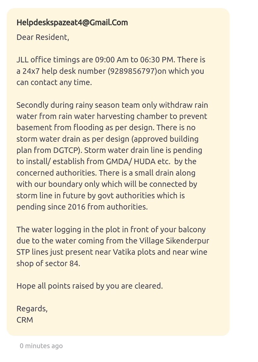 ifiwadhwa's tweet photo. @VikramV53278759 @MCManesar @SwachhBharatGov @ulbharyana @MoHUA_India @RoopaMishra77 @DC_Gurugram @CPCB_OFFICIAL @cmohry @mlkhattar I raised the same concern to society management and this is what they @JLLIndia responded https://t.co/64WXsCDqn5