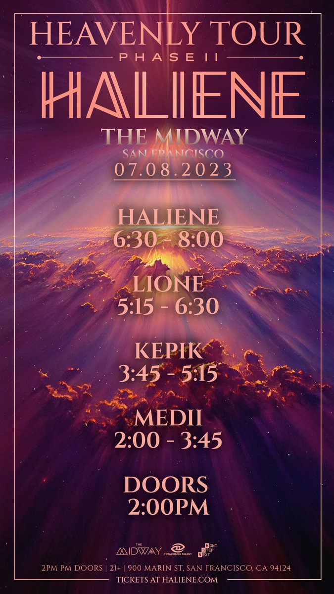 SET TIMES FOR SF TOMORROW