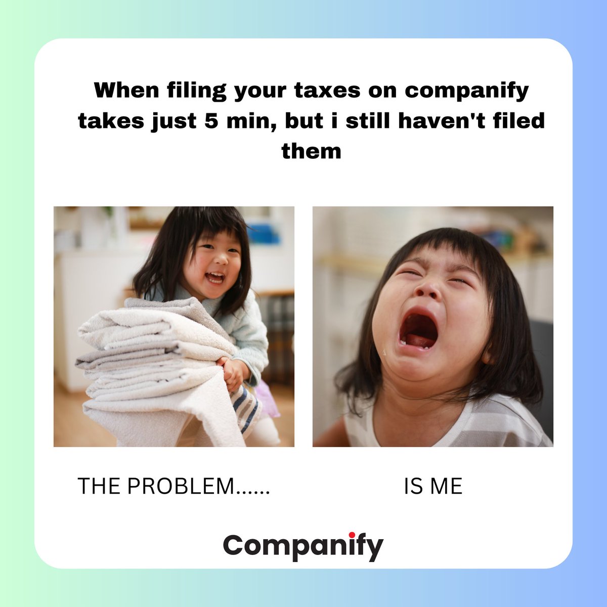companify's tweet photo. Don't wait any longer to file your ITR because it really can't get any easier than this. Hurry up!

For More Details:-
Call us: +91 8595901373
Mail us: info@companify.in
Website: https://t.co/fKQfh4romW

 #EarnwithGamer777 #Memes  #companify https://t.co/PCckT71f0C