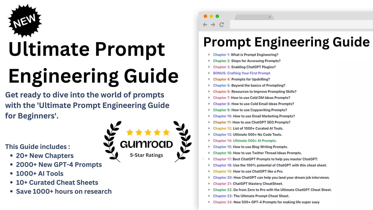 People are making $10K/month with ChatGPT.

But 90% of people don't know how to use it.

So I built Ultimate Prompt Engineering Guide for you:

Next 24 hrs, it's FREE!

To get it:

1. Follow me (so I can DM you)
2. Like and RT this tweet
3. Reply "SEND"

I'll DM you