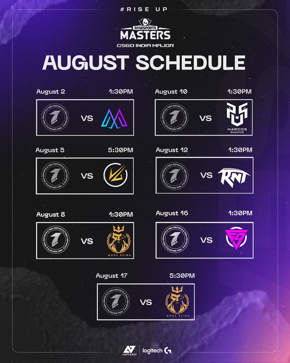 The Action Begins, Get ready to dive into chaos! 🌊

 Here's the thrilling lineup of matches for Team 7Sea Esports at the Sky Esports Masters

Watch us play against <a href="/EnigmaGaming_gg/">Enigma Gaming</a> today at 5.30 PM only on <a href="/skyesportsindia/">Pradhyum</a> Masters .