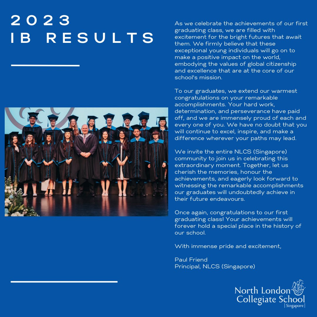 Congratulations to our Class of 2023 on their 38.1pt International Baccalaureate (IB) Diploma average.

We invite you to read Mr. Friend's heartfelt open letter as we join together in celebrating the fantastic accomplishments of our exceptional cohort.