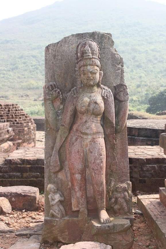 भृकुटी-तारा के सिर पर स्तूप, उदयगिरि, भुवनेश्वर की मूर्ति।
सिर पर स्तूप होने का यह अनोखा उदाहरण है। (मैंने अभी तक बौद्ध प्रतिमाओं में ऐसी प्रतिमा नहीं देखी है)

#काशी_मथुरा_बौद्धो_की