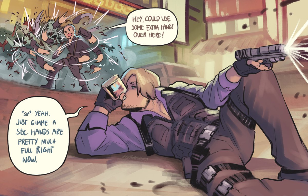 hurrakka's tweet photo. Me and my friend playing an average round of mercenaries #ResidentEvil https://t.co/xFZC6b27uu
