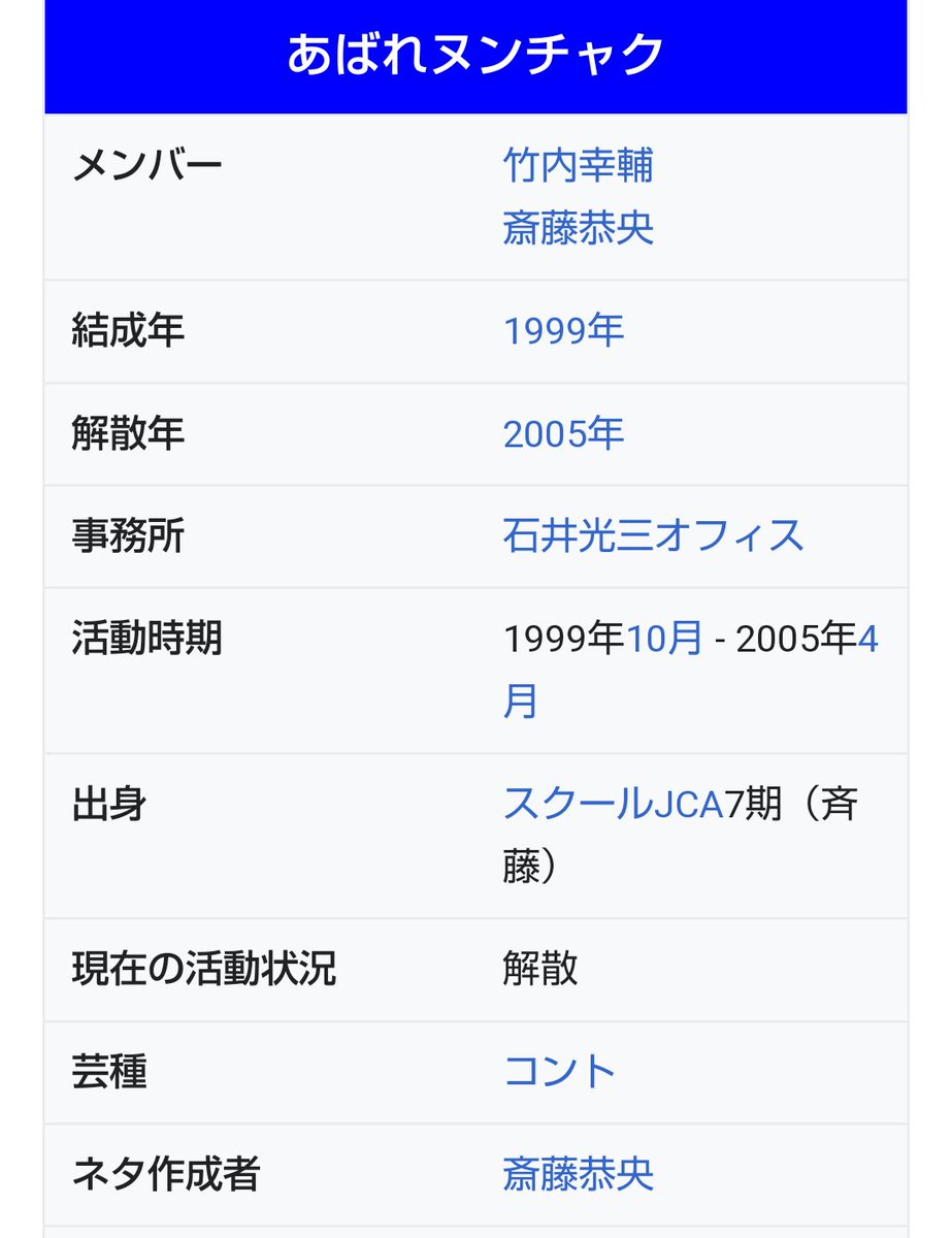 @papa5525jad はい、ダウト
よしもと１㎜も関係あらへん
養成所は人力舎
所属は石井光三オフィス
女装芸始める前に解散前は何度も普通にネタでテレビ出とるで
あばれヌンチャク