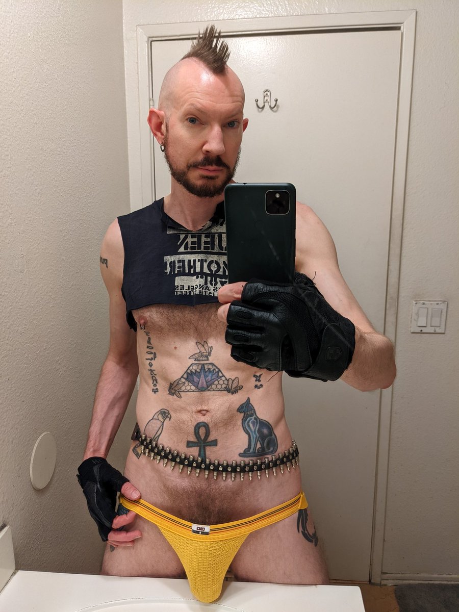 LordByroninLA's tweet photo. Ready for my Grindhaus party at @TheBulletbar this Saturday night! 😈 #inked #tattoos #mohawk #hairymale #beardedmen #piercednipples #manbush #bulge #jockstrap #cockring #FreeTheD #takeitoff #strippingdown #gaybar #leatherbar #croptop #tarantino #grindhaus https://t.co/3SKudQViJB