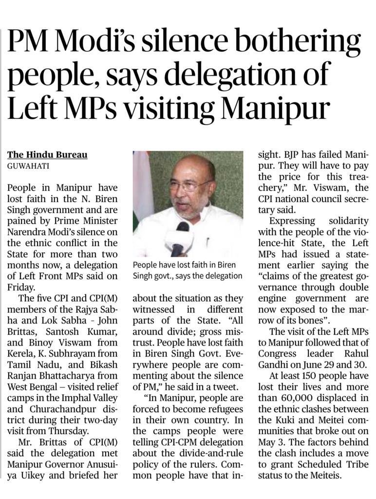 SushantSin's tweet photo. Why is a man who flags off sundry trains by the dozen and gives numerous speeches a day at various forums can't find time in 67 days to say a word on Manipur remains a mystery? https://t.co/tcfvlC0Zmq