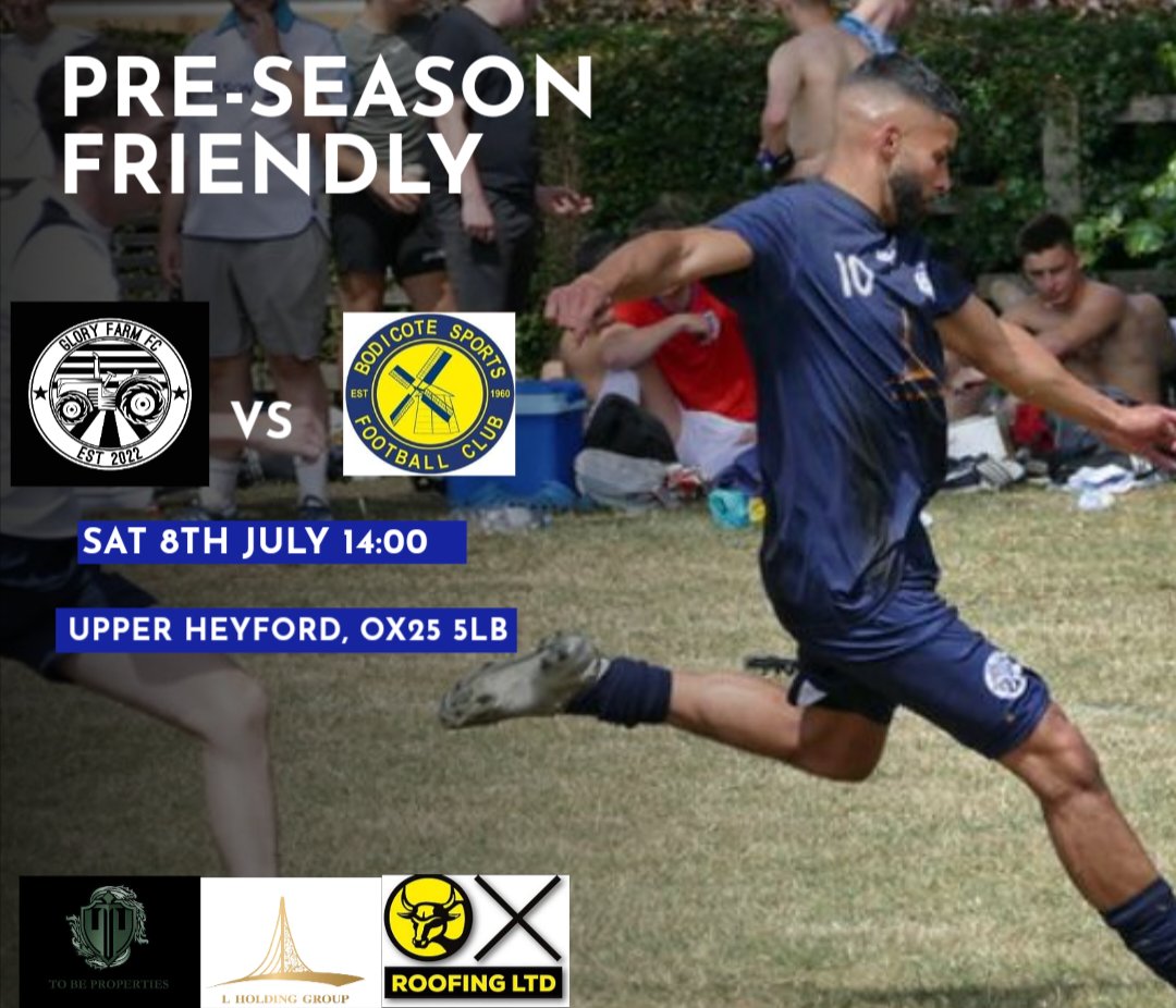 GloryFarmFC's tweet photo. ๐ตโซ๏ธ MATCHDAY ๐ตโซ๏ธ
๐ @bodicote_sports
โฐ 14:00 KO
๐ Upper Heyford, OX25 5LB
๐ Pre Season Friendly
๐ฑ#UTGF https://t.co/MTPIEwUzIR