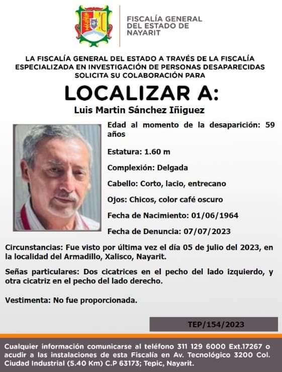 lhan55's tweet photo. Urgente. El periodista Luis Martín Sánchez Iñiguez está desaparecido desde el miércoles en la noche. Es corresponsal de ⁦@lajornadaonline⁩ en Nayarit. https://t.co/hDXxMGkBI9