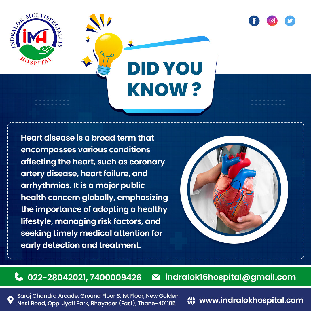 Did you know about this?

Contact us for more information: +91 74000 09426, 022-28042021

Mail us at: info@indralokhospital.com

Location: rb.gy/t7jsm

#indralokmultispecialityhospital #DidYouKnow #HeartDiseaseFacts #HeartHealth #HeartAwareness #HealthyHeart