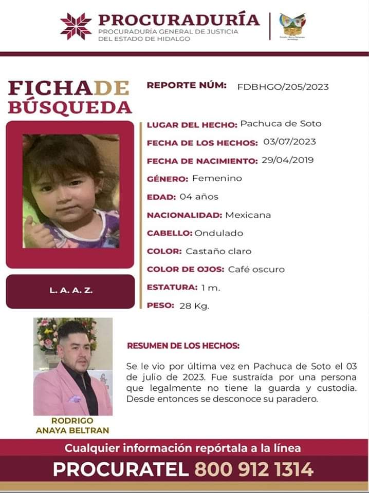 Banda, sé que no son horas pero se requiere toda la ayuda posible. Es hija de mis vecinos, se la llevaron sin consentimiento. Por favor, si saben de ellos, reportenlo. Muchas gracias.