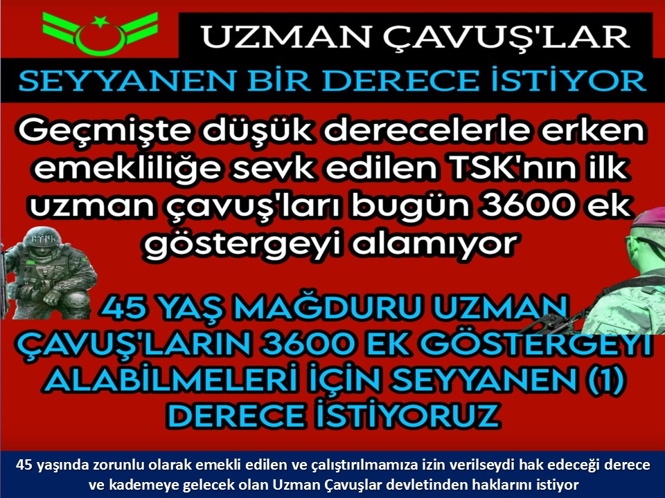 #UzmanÇavuş
#BirDereceHak
<a href="/RTErdogan/">Recep Tayyip Erdoğan</a>
<a href="/tcsavunma/">T.C. Millî Savunma Bakanlığı</a>
<a href="/Akparti/">AK Parti</a>
<a href="/nacibostanci/">M. Naci Bostancı</a>
<a href="/akbasogluemin/">Av. M.Emin AKBAŞOĞLU 🇹🇷</a>
<a href="/Ismet__Yilmaz_/">İsmet YILMAZ</a>
<a href="/AliYerlikaya/">Ali Yerlikaya</a>
<a href="/UlviYonter/">Dr.İzzet Ulvi YÖNTER</a>
<a href="/dbdevletbahceli/">Devlet Bahçeli</a>
<a href="/mustafaelitas/">Mustafa Elitaş</a>
<a href="/UlviYonter/">Dr.İzzet Ulvi YÖNTER</a>
<a href="/erkanakcay45/">Erkan Akçay</a>
<a href="/dijital/">Dijital</a>
<a href="/alitilkici38/">Ali Tilkici 🇹🇷</a>
