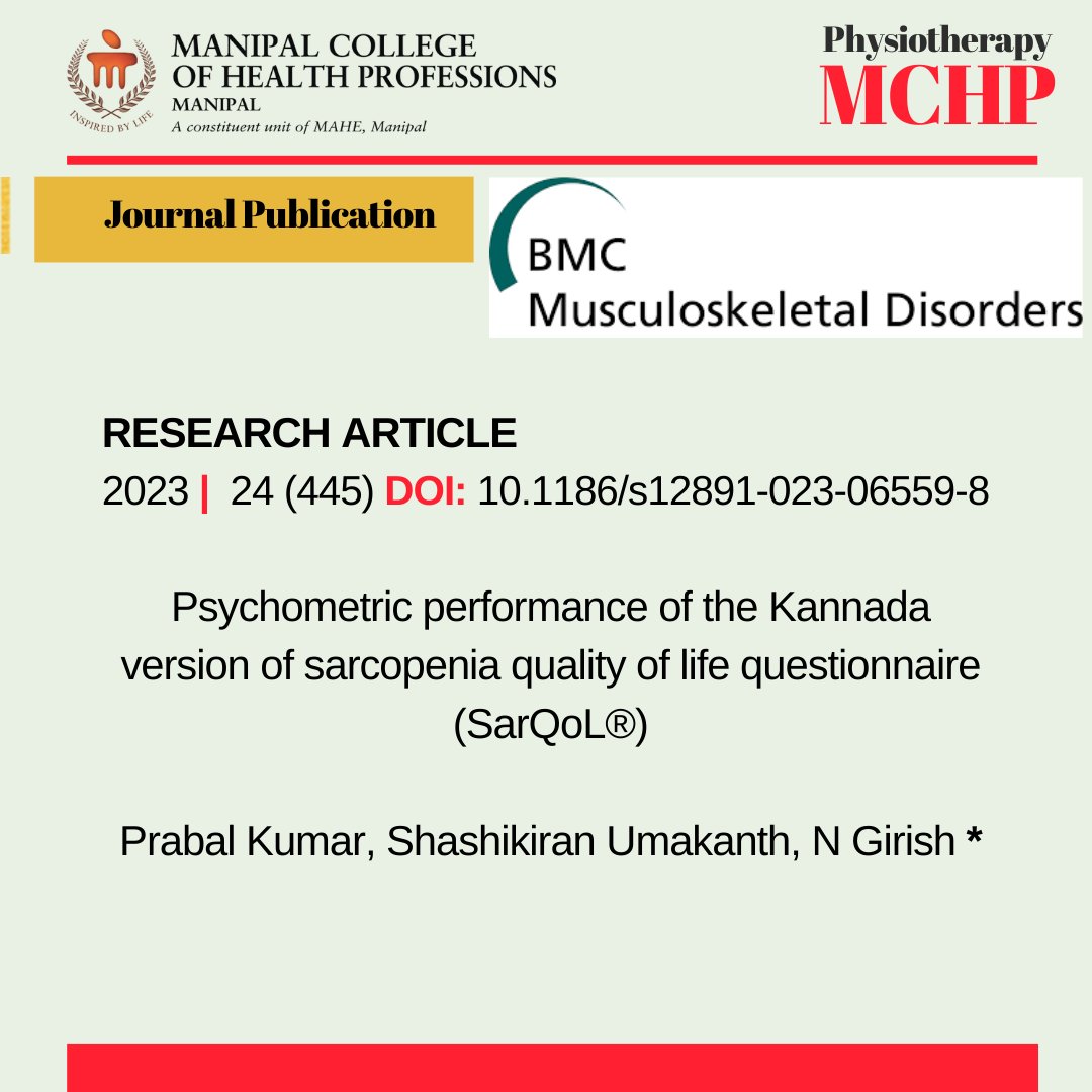 PtMchp's tweet photo. @PtMchp congratulates its PhD scholar Mr. Prabal Kumar and his thesis supervisors Dr. @shashikiranu &amp; Dr. Girish for the publication of scholarly work in @BioMedCentral MSK Disorders. 

Read on: https://t.co/cpoz4zRKI6

@MAHE_Manipal @DoRMAHE_Manipal @MCHP_MAHE @johnsolomon78 https://t.co/AAneAJ0oAw