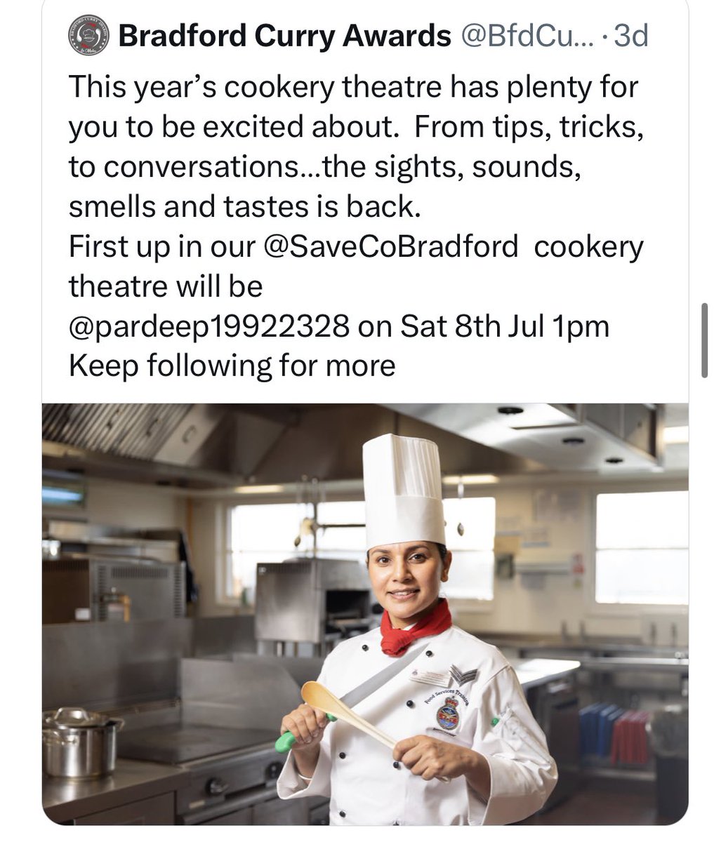 Finally the day is here. Looking forward to seeing you in Bradford at the mela <a href="/BfdCurryAwards/">Bradford Curry Awards & Mela</a> <a href="/SaveCoBradford/">SaveCo Bradford</a> 
Will share more pics and videos later on today 👩‍🍳👩‍🍳
