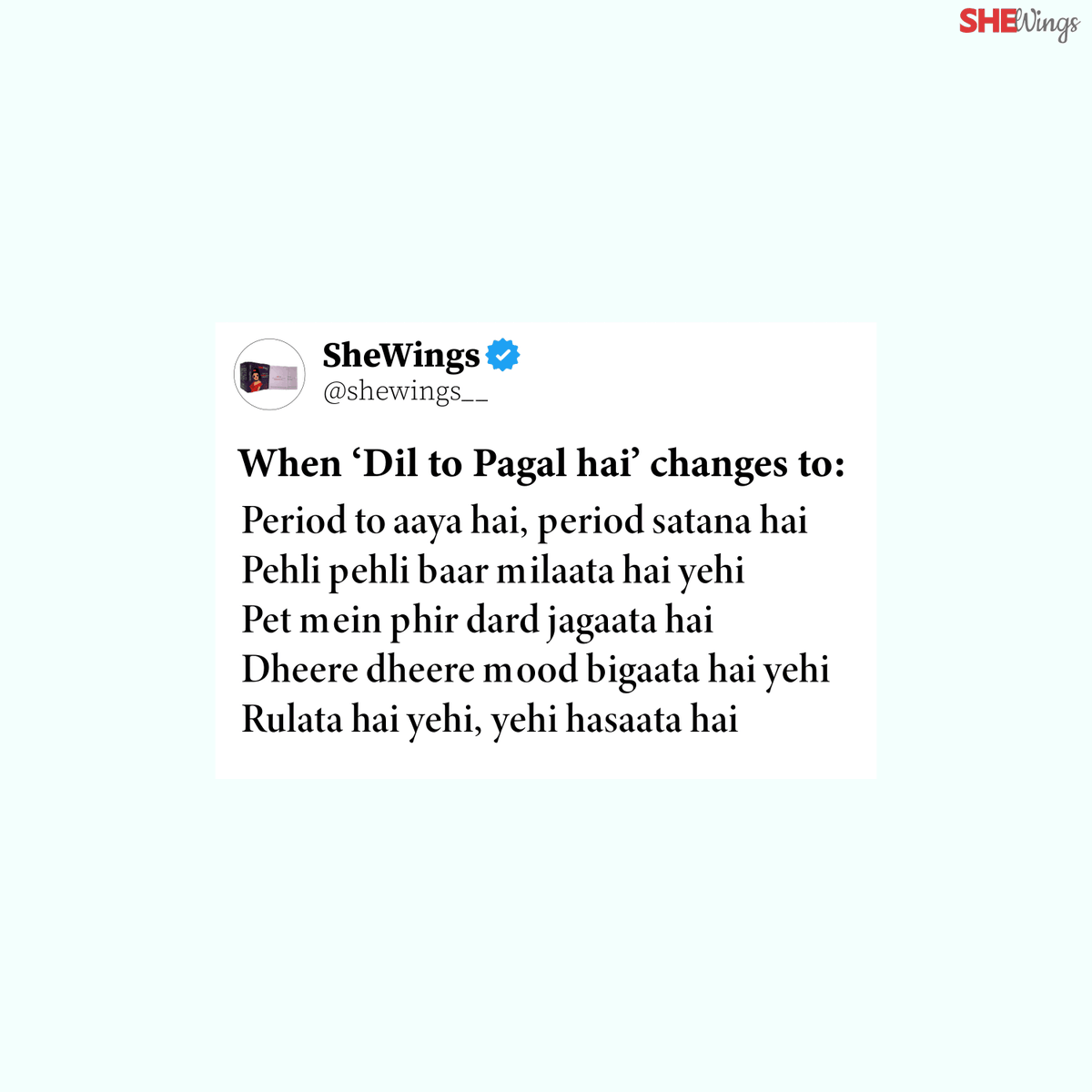 From 'Dil to Pagal hai' to 'Period to aaya hai,' life's changes can't dim my spirit! 🩸✨💃

#periodmemes #songmemes #periods #memes #songs #bollywood #cramps #crazings #minorfriendly #teenfriendly #teens #luxury #comfort #shewings_pc