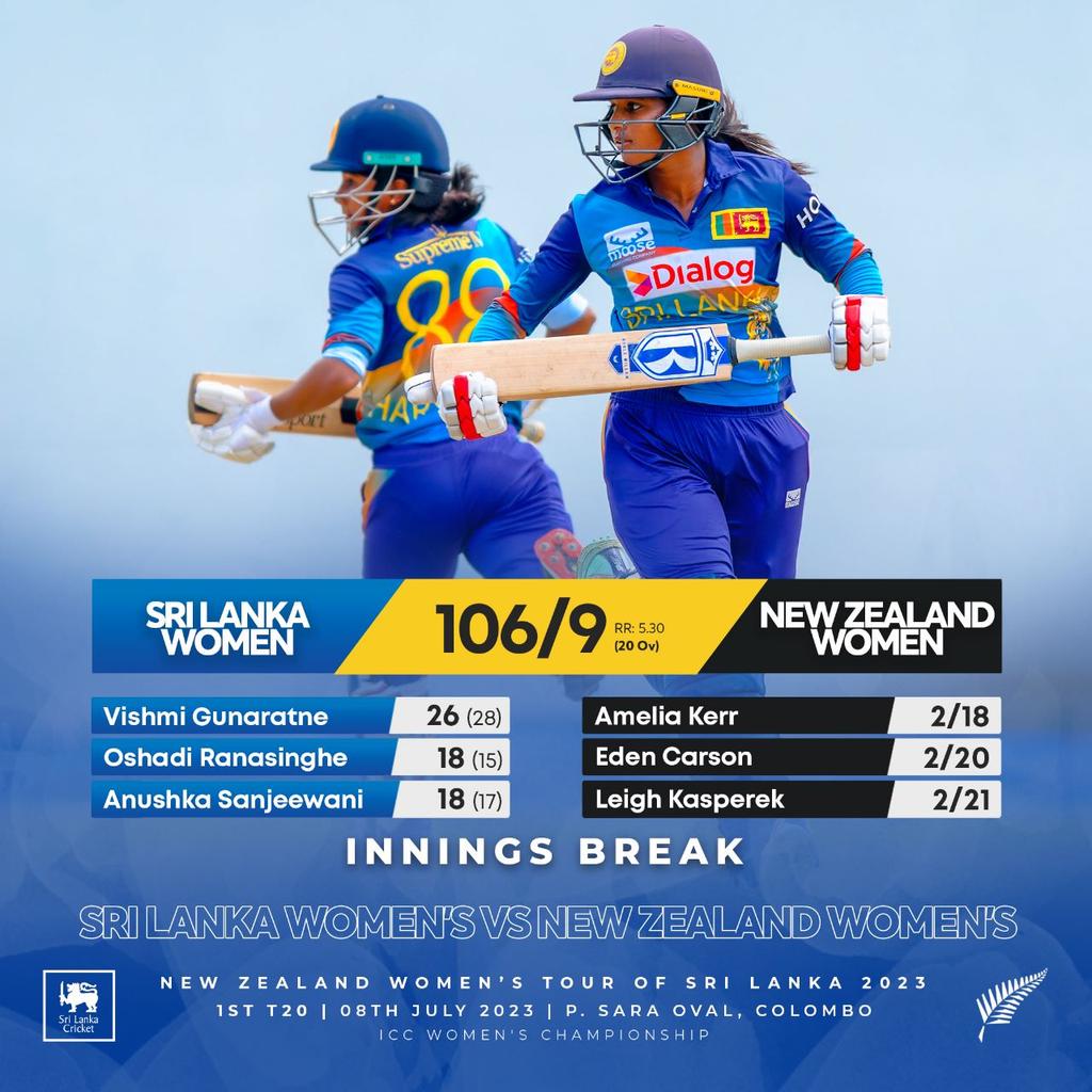 🇱🇰 Sri Lanka post 106/9 at the end of the 20 overs. Let's defend the target, ladies!

#SLvNZ #LionessRoar