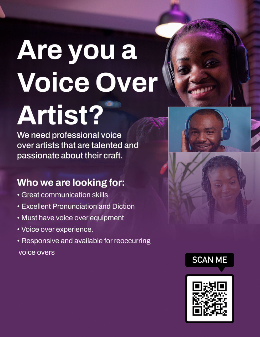 ToHire.NG on Twitter "We're Hiring! Voice Over Artists Remote We are