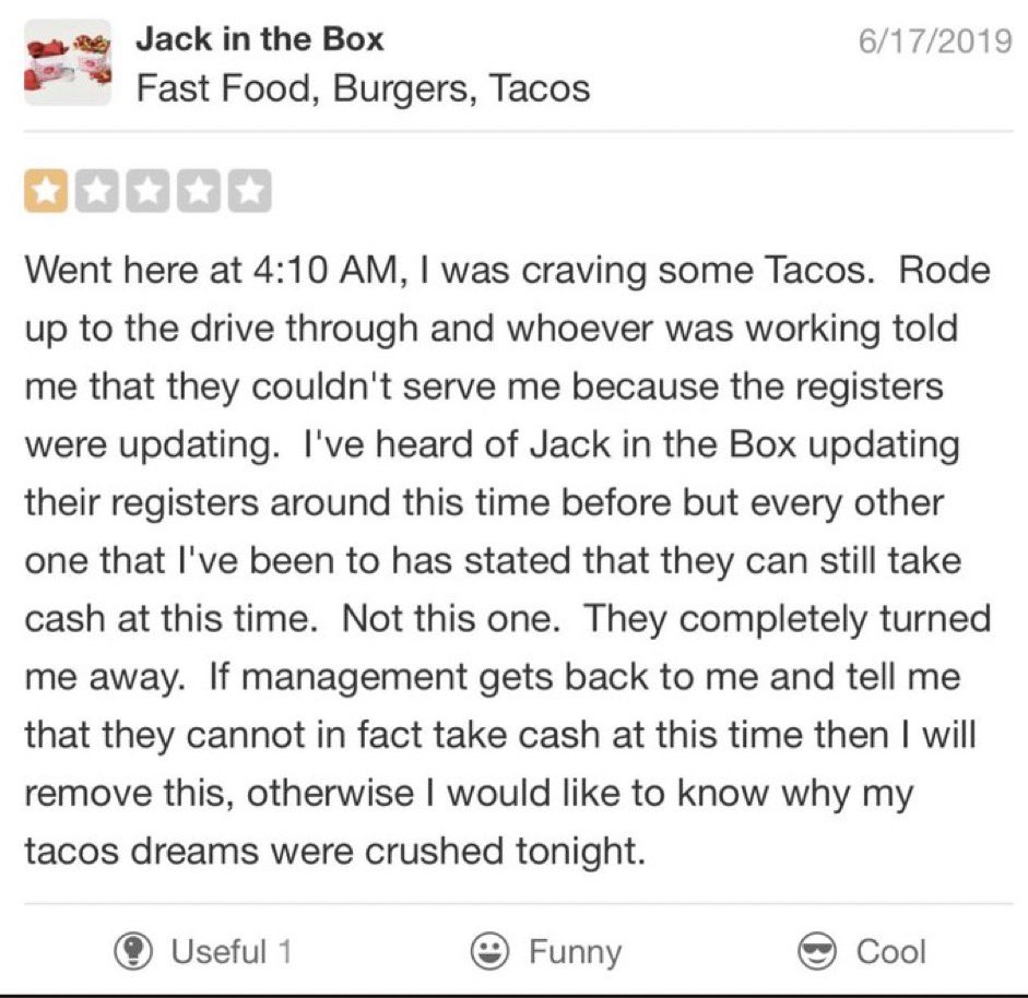 Look at this weirdo, LAPD sergeant Jeremy Ortiz. In 2001 he called me a “chronic complainer.” Major projection. You see, when we researched this fool, we found he’s always on the internet putting in reviews complaining about. every. damn. thing. Jack in the box review: