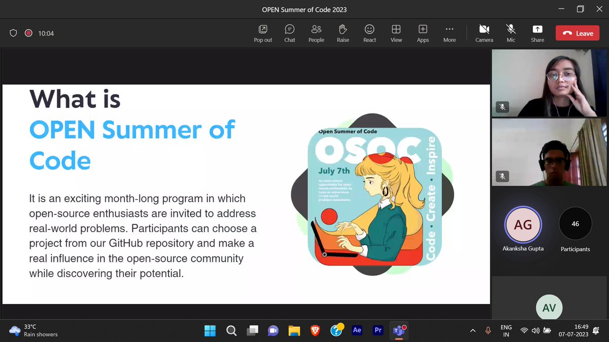 UpesOpen's tweet photo. "🎉 Unleash innovation &amp; collaboration at OPEN Summer of Code's Opening Ceremony! Dive into a world of boundless possibilities with tech's brightest minds. Get ready to be inspired, challenged, and amazed on this incredible coding journey! #OSoC #Innovation #Collaboration" https://t.co/02KbH4X8v6