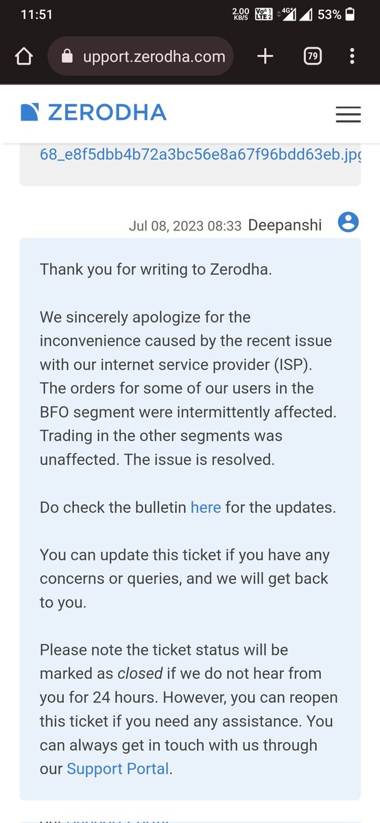 pavan_012's tweet photo. Dear #Zerodha, i don't want apology from you. I just want a refund for the losses i suffered because of your system glitch. Why should traders bear losses for your or your ISP fault? https://t.co/Bl1Rx1yDUM